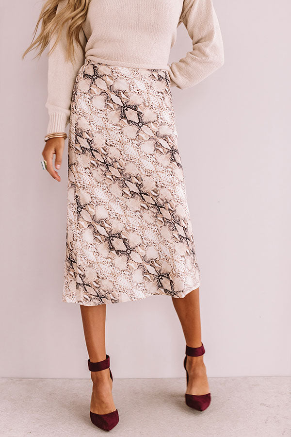 Wow Factor Snake Print Midi Skirt
