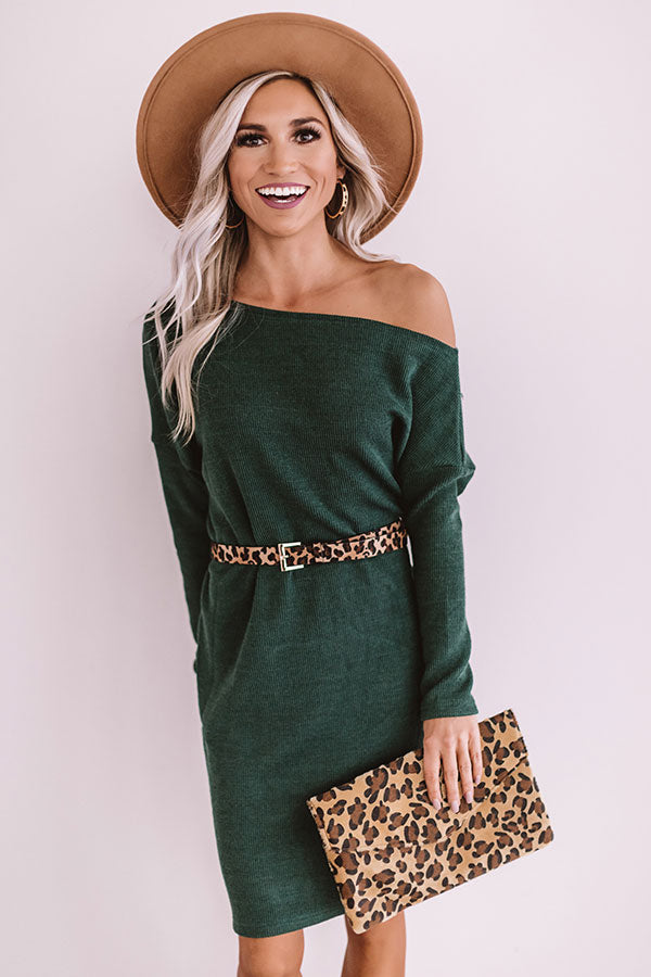 Girls Weekend Sweater Dress In Hunter Green Girls Weekend Sweater Dress In Hunter Green