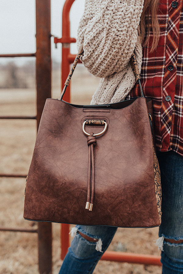 The City Life Faux Leather Tote In Chestnut