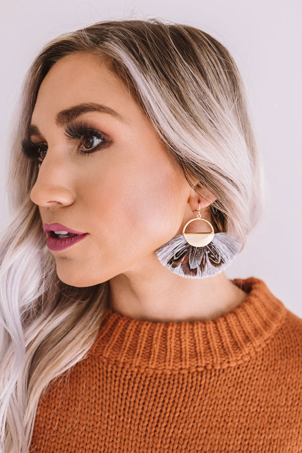 Secret Soiree Fan Earrings In Grey