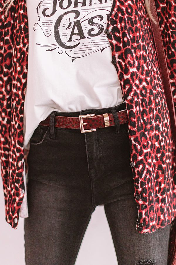 In The Mix Leopard Belt in Wine