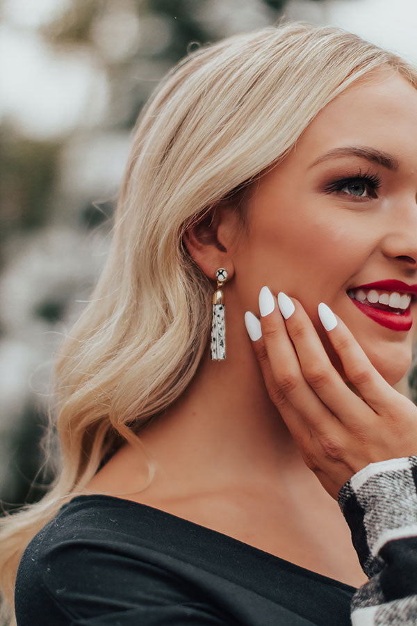 Pass The Prosecco Snake Print Earrings In White