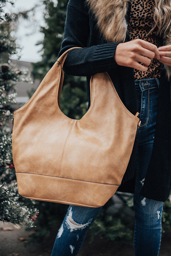 The Real Deal Faux Leather Tote In Tan