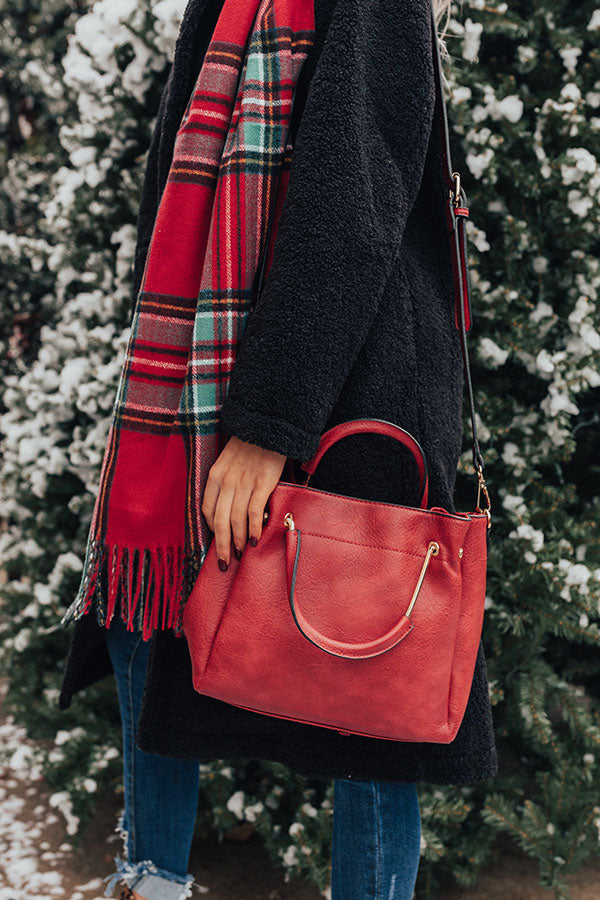 Style Maven Faux Leather Tote In Red