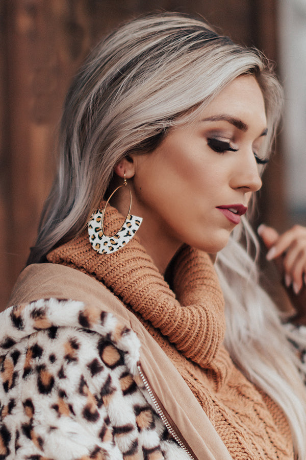 Cocoa Occasion Leopard Earrings In Ivory