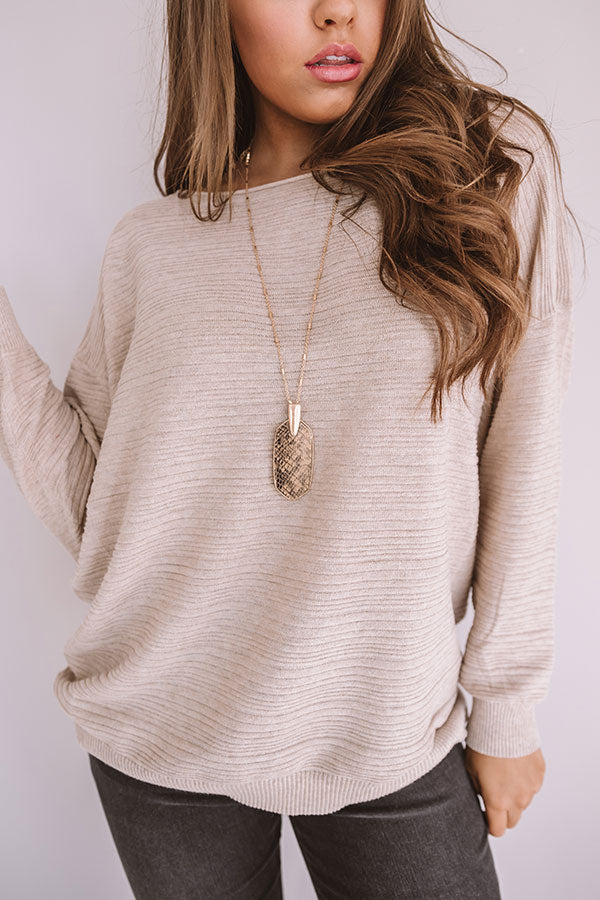 On Stage Snake Print Necklace In Taupe