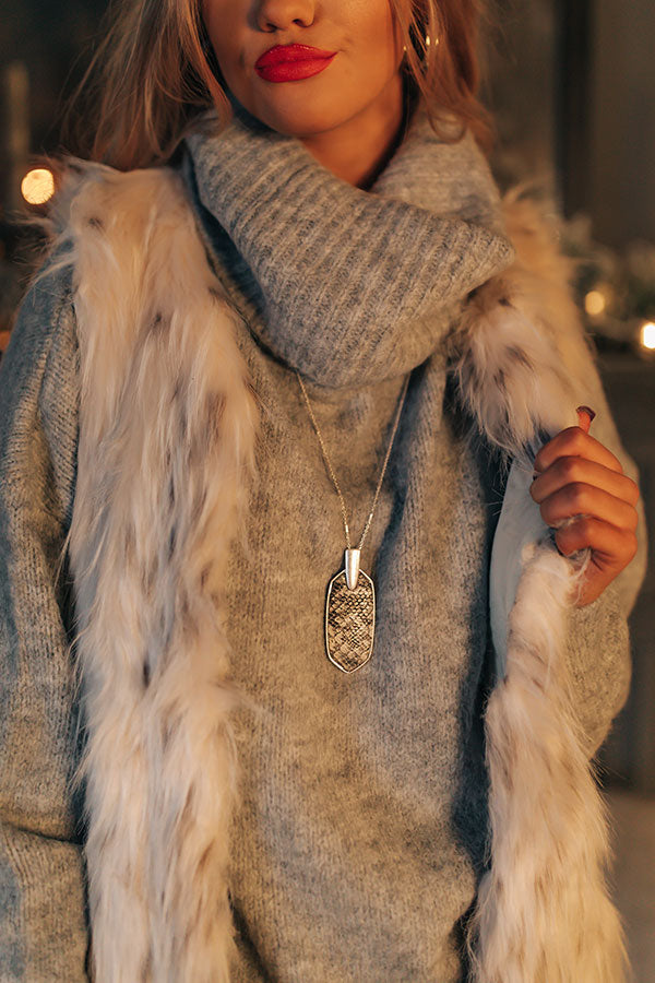 On Stage Snake Print Necklace In Grey