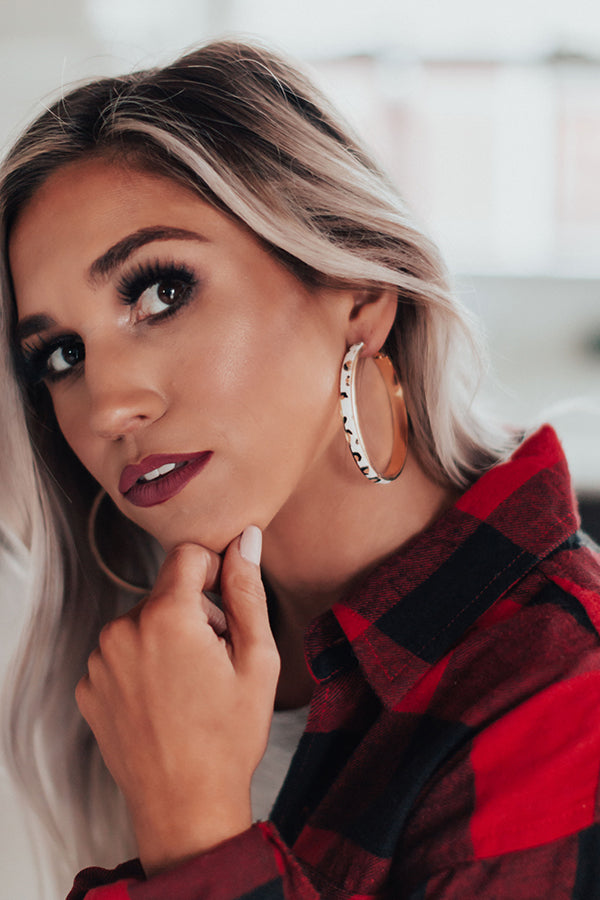 Long Distance Love Leopard Hoop Earrings In Ivory