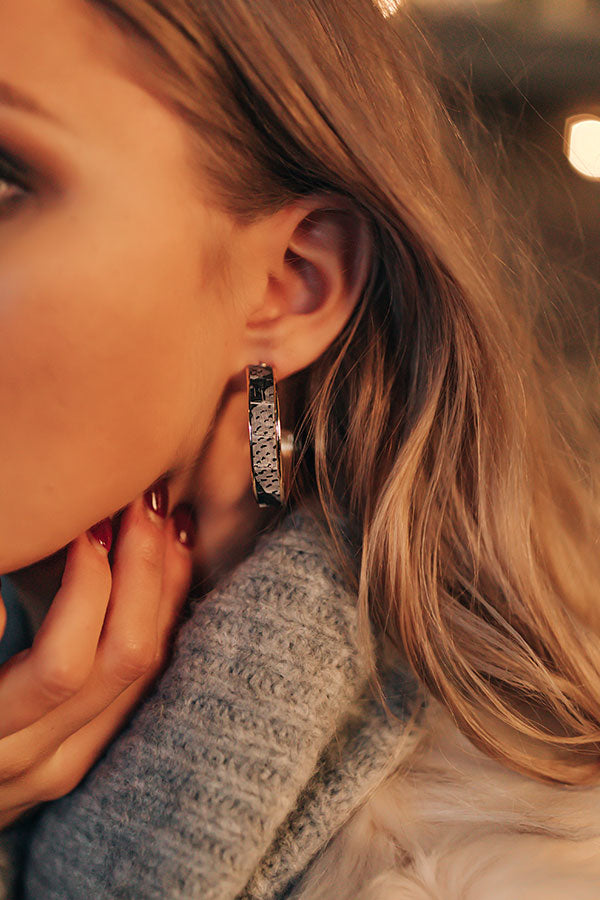 Stay Close Snake Print Earrings In Grey