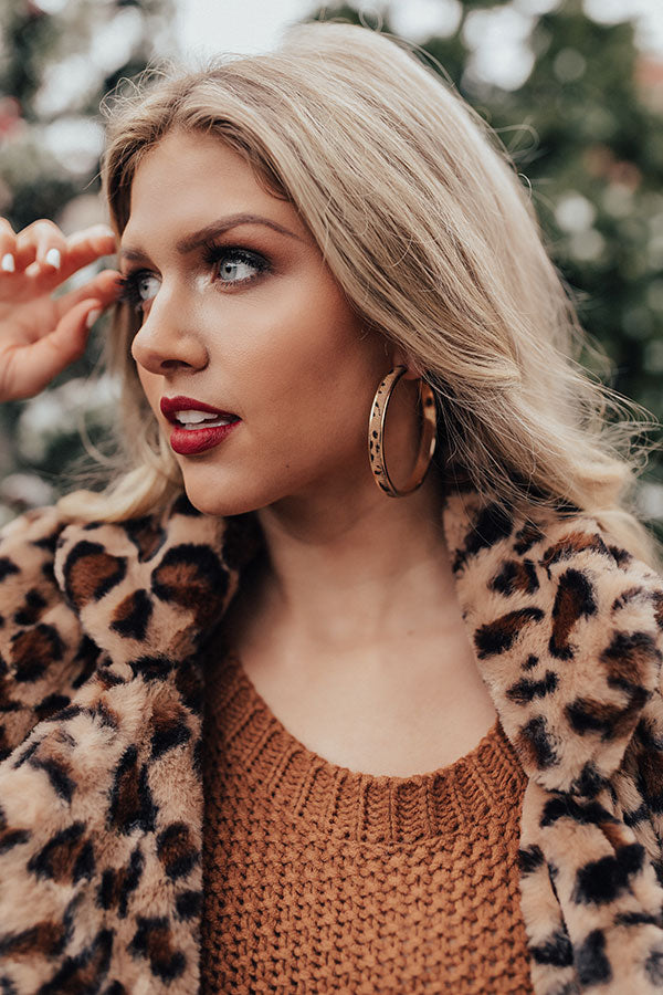 Long Distance Love Leopard Earrings In Brown