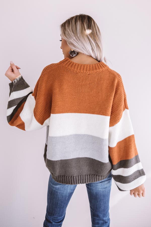 Mountains And Merlot Color Block Sweater in Cinnamon Image - 1