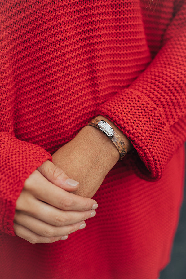 Bring It On Snake Print Cuff Bracelet In Brown