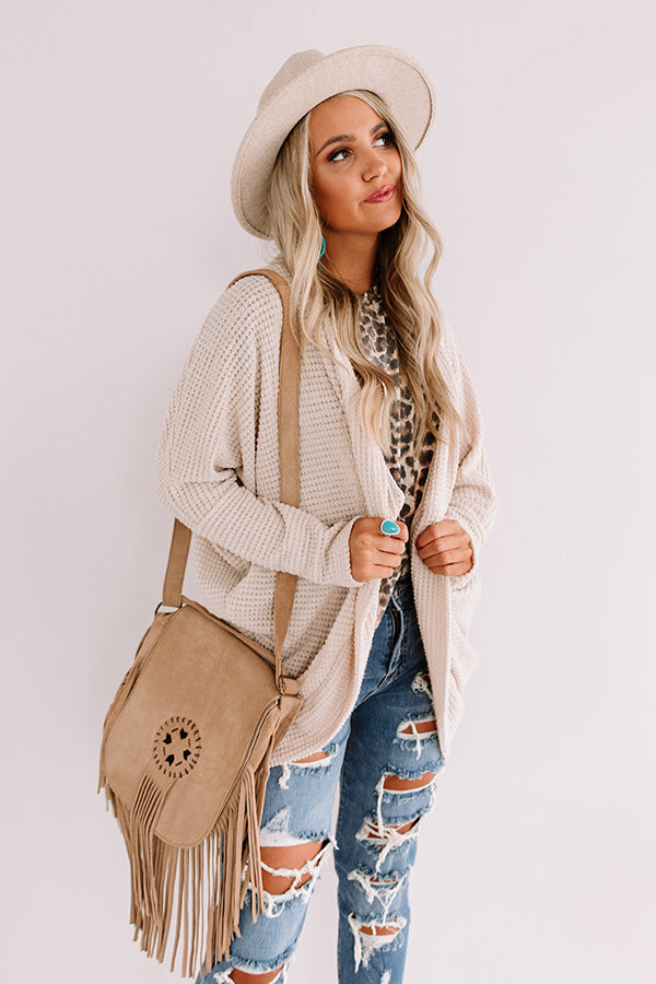 New Love Waffle Knit Cardigan In Birch