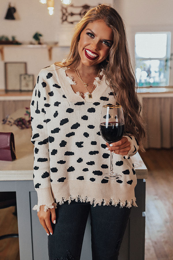 You Had Me At Merlot Distressed Sweater in Cream