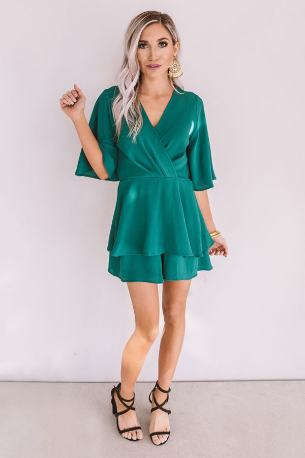 Bubbly Backstage Romper In Hunter Green Image - 1