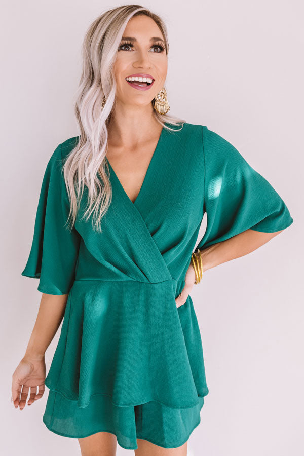 Bubbly Backstage Romper In Hunter Green Image - 1