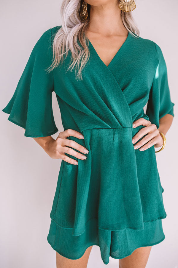 Bubbly Backstage Romper In Hunter Green Image - 1