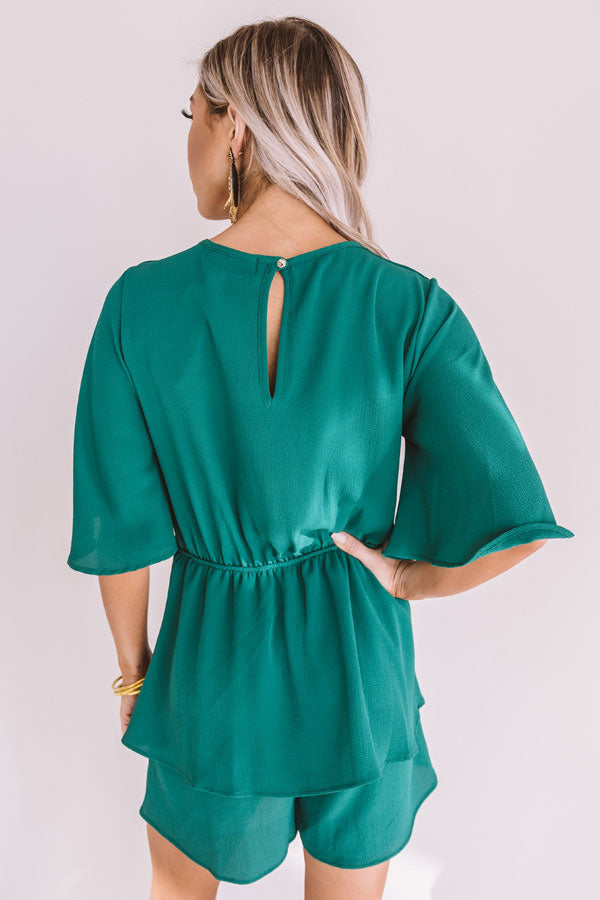 Bubbly Backstage Romper In Hunter Green Image - 1