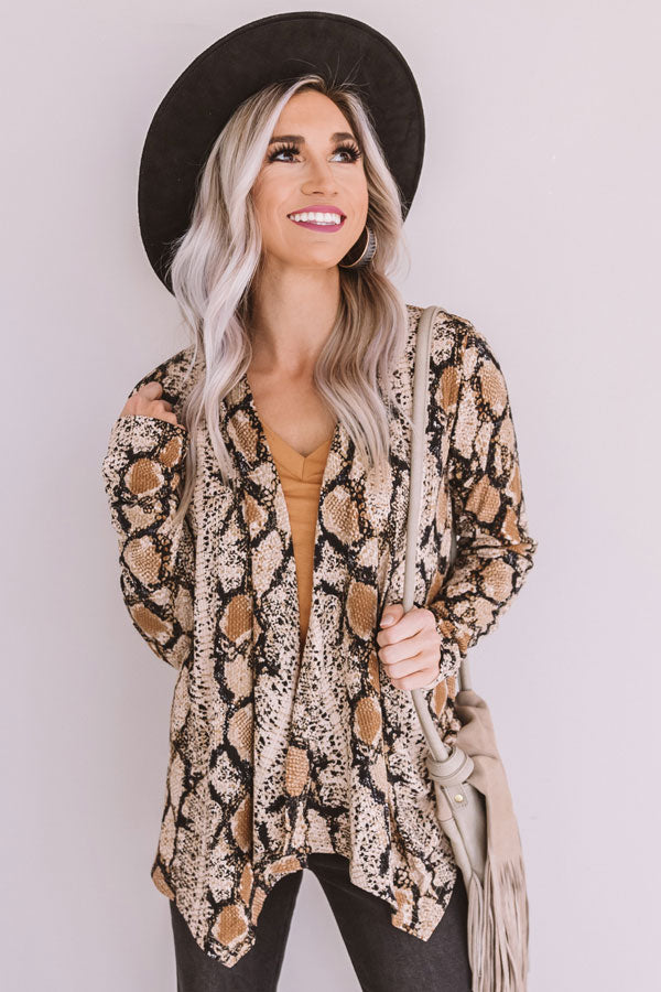 Cider Season Snake Print Cardigan