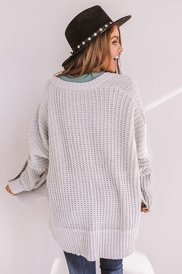 Cozy And Chill Knit Cardigan In Light Grey