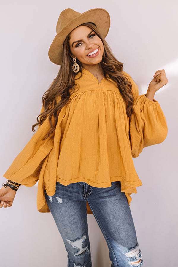 Chic Charms Babydoll Top In Golden Honey