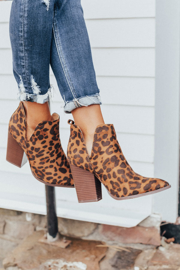 The Florence Faux Suede Leopard Bootie