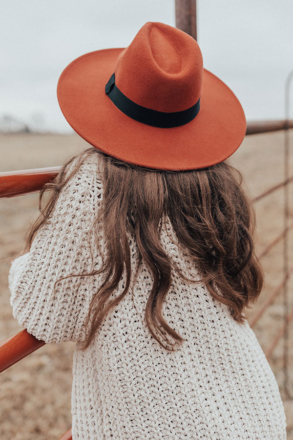 Vintage Vibes Felt Hat In Dark Rust