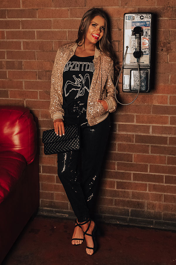 Sparkle Party Sequin Jacket In Gold