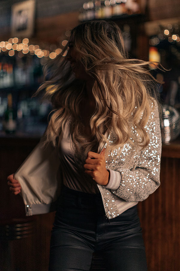 Sparkle Party Sequin Jacket In Silver