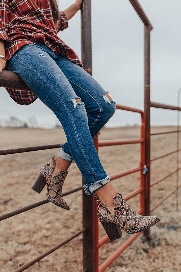 The Florence Faux Leather Snake Print Bootie