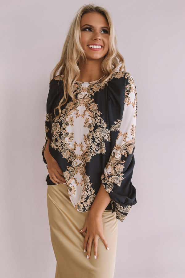 Firelight Fancy Shift Top In Navy • Impressions Online Boutique