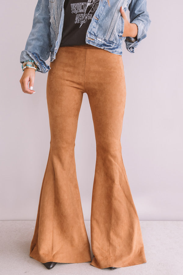 The Kaci High Waist Faux Suede Flare In Iced Mocha