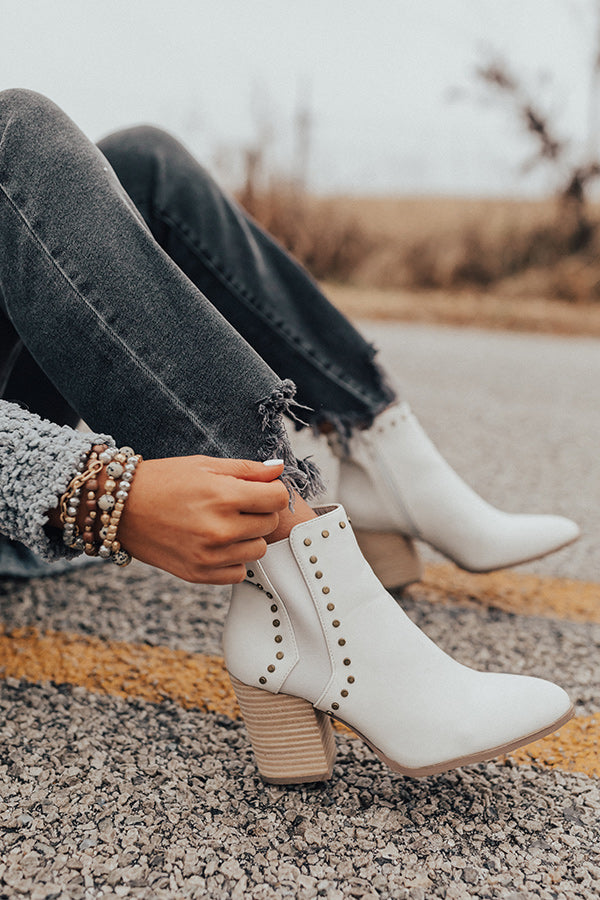 The Booker Faux Leather Bootie In Ivory