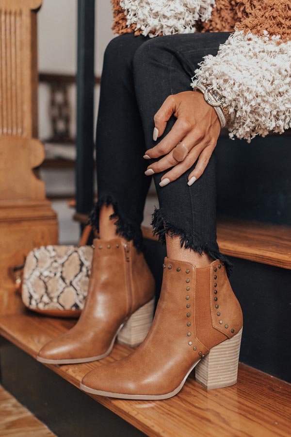 The Booker Faux Leather Bootie In Brown
