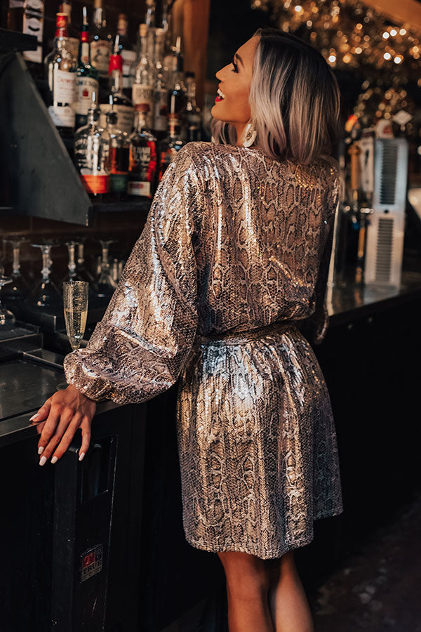 snake print sequin dress Run The Show Snake Print Sequin Dress