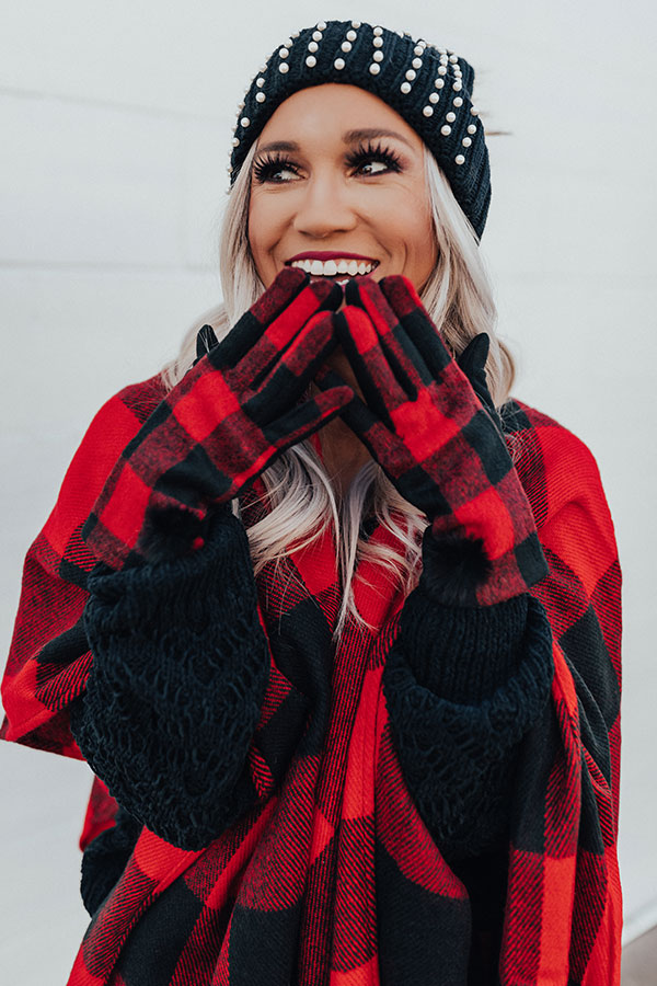 Snow Divine Smart Touch Plaid Gloves In Red