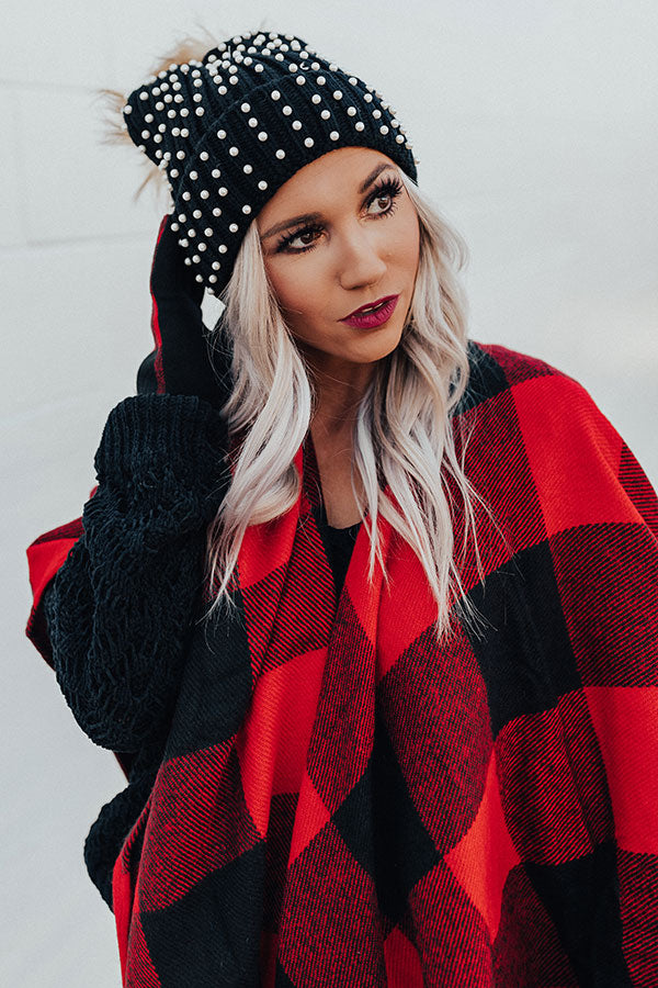 Fa-La-La Fabulous Faux Fur Pom Beanie In Black