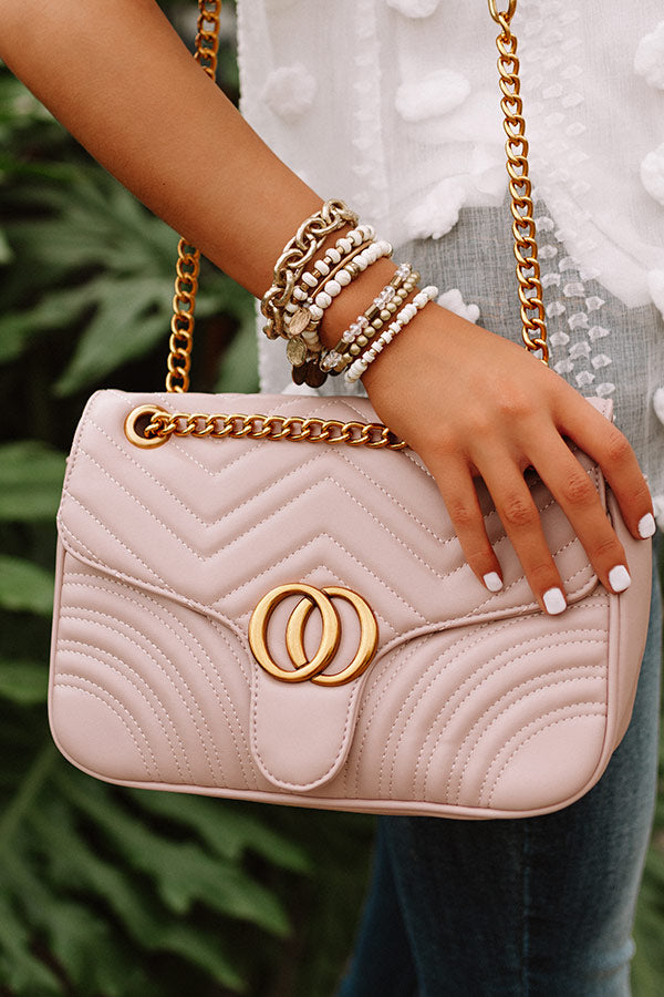 City Sleek Quilted Crossbody in Blush