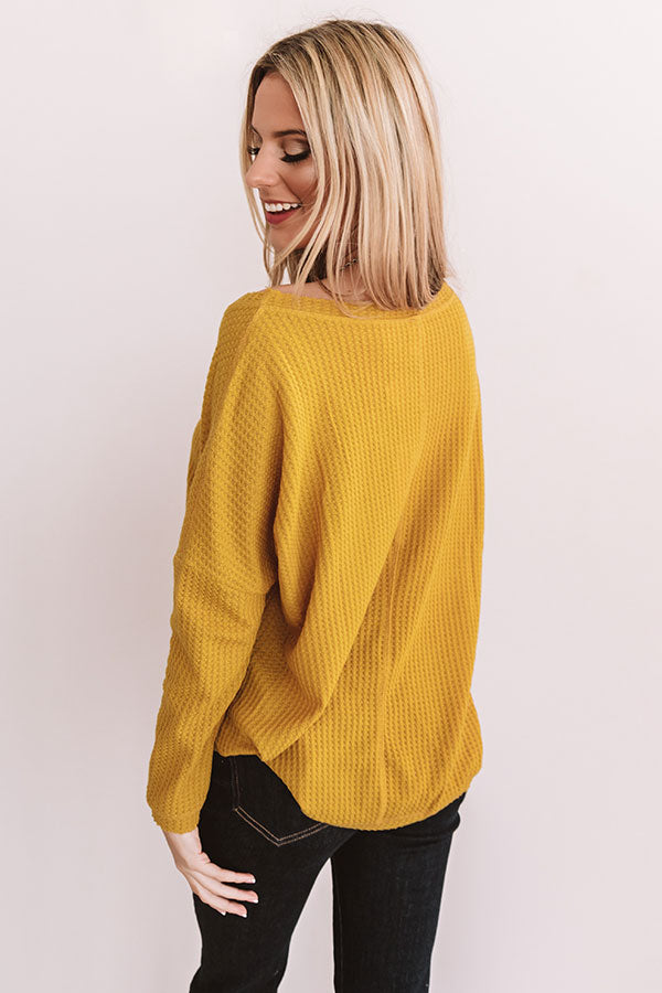 Your Dream Girl Waffle Knit Shift Top in Mustard