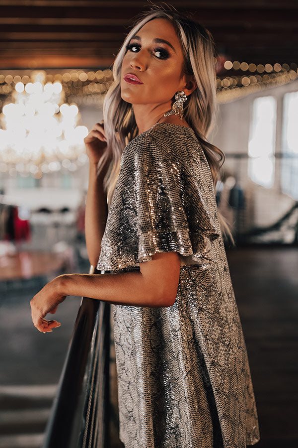 Ready To Shine Snake Print Sequin Shift Dress Ready To Shine Snake Print Sequin Shift Dress