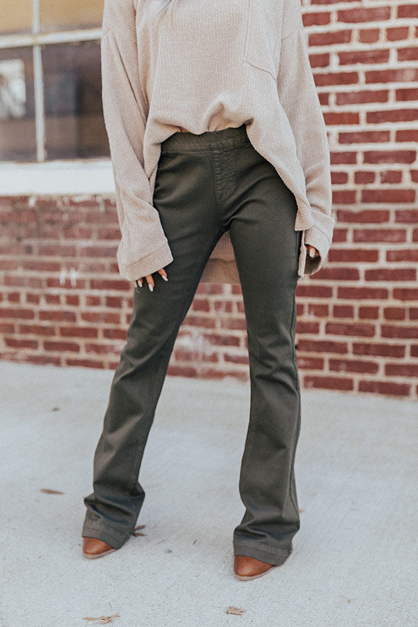 The Isabella Midrise Flare In Army Green