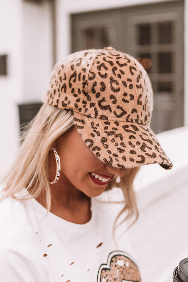 Hey Gorgeous Leopard Baseball Cap In Iced Mocha