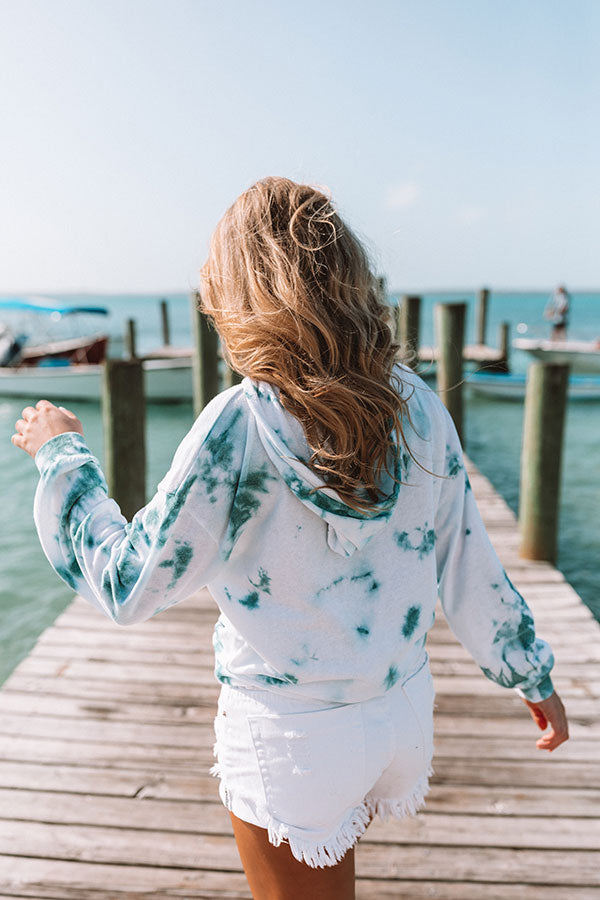 Watercolor Shores Tie Dye Hoodie in Turquoise Image - 1
