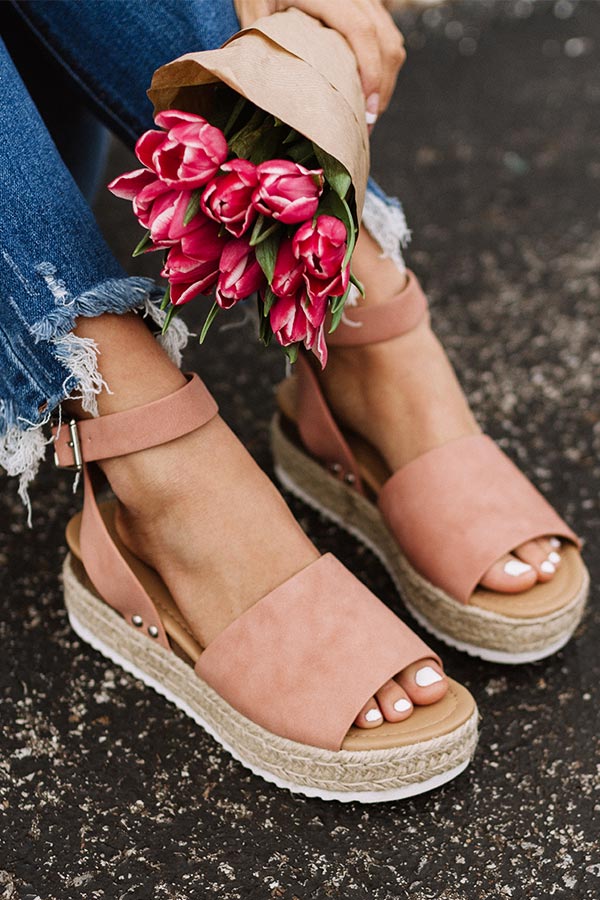 The Brighton Espadrille In Blush