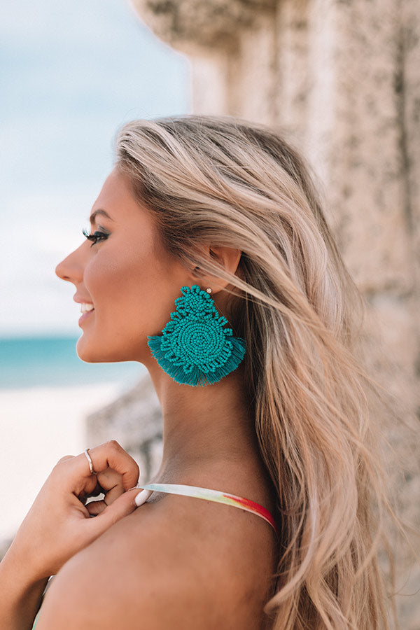 Coastal Crushing Beaded Earrings In Turquoise
