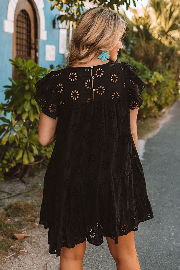 Easy To Excite Eyelet Shift Dress In Black Easy To Excite Eyelet Shift Dress In Black