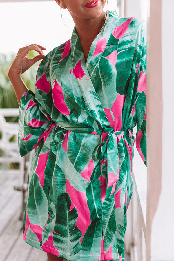 Mimosa Morning Satin Robe in Palm Leaf Green Impressions Online Boutique Mimosa Morning Satin Robe in Palm Leaf Green Impressions Online Boutique
