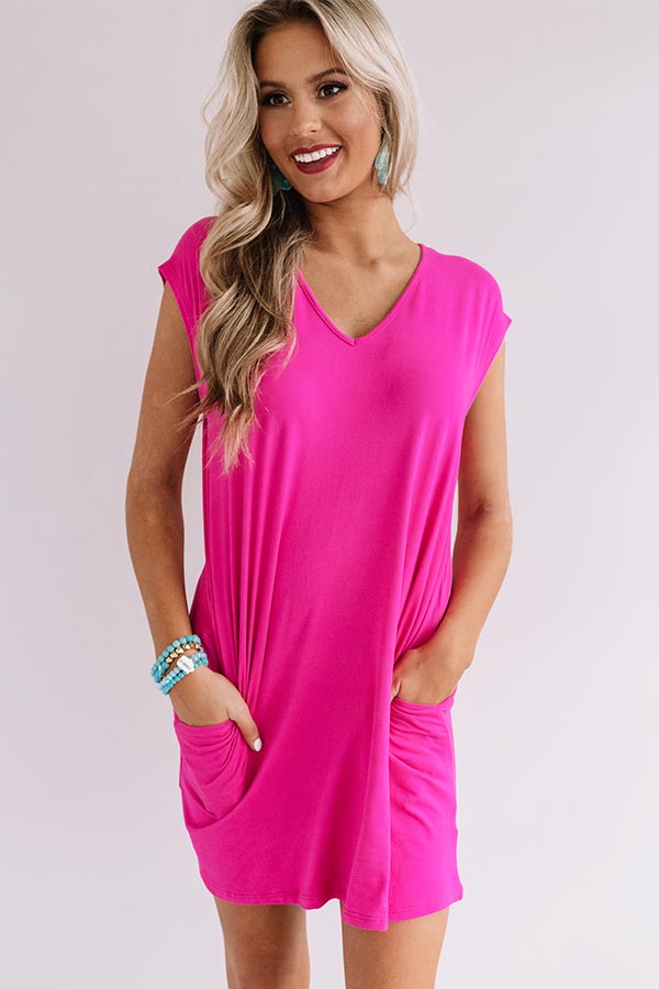 Break Away T-Shirt Dress in Hot Pink Break Away T-Shirt Dress in Hot Pink