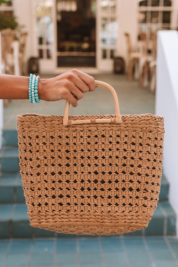 Blissful Bay Woven Tote Bag In Tan
