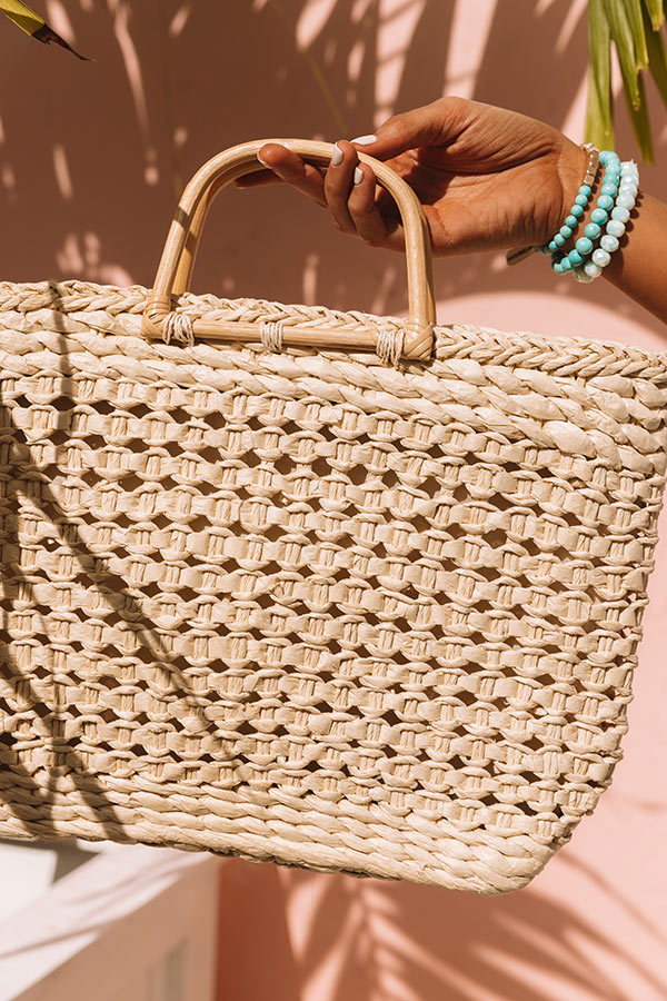 Blissful Bay Woven Tote In Ivory